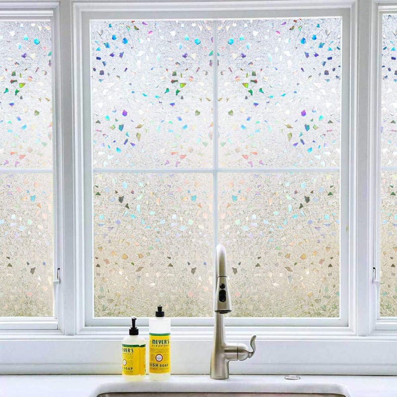 LEMON CLOUD Decorative Window Film, Stained Window Privacy Film, Frosted Glass Static Cling for Glass Door Home, 3D Rubble Design (23.6 x 78.7 Inch) - Image 2